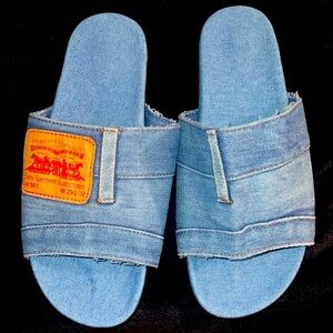 NWOT-Upcycled Denim Slides